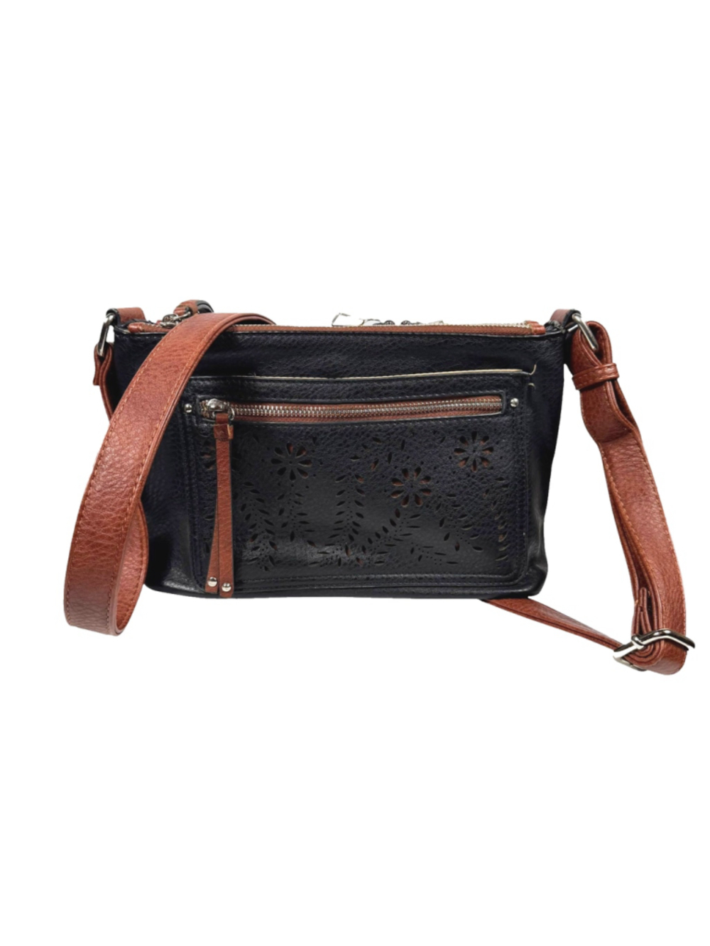 Lady Conceal Hailey Crossbody Bag Black Decorative Laser Cut Women Purse
